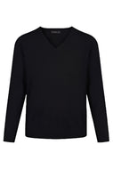 Caldicot Fitted Black V Neck Jumper